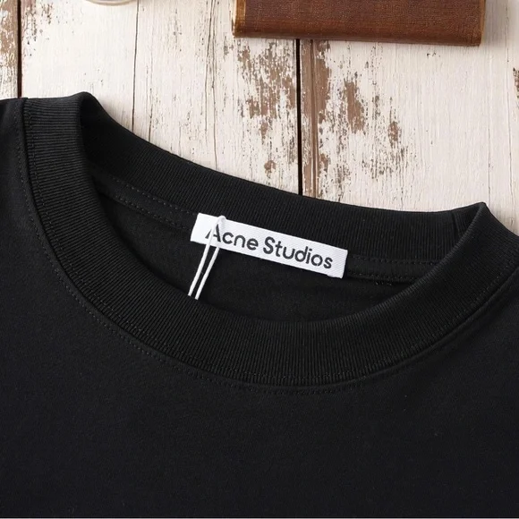 Acne Black Short Sleeve Tee with Minimalist Print - Picture 2 of 7